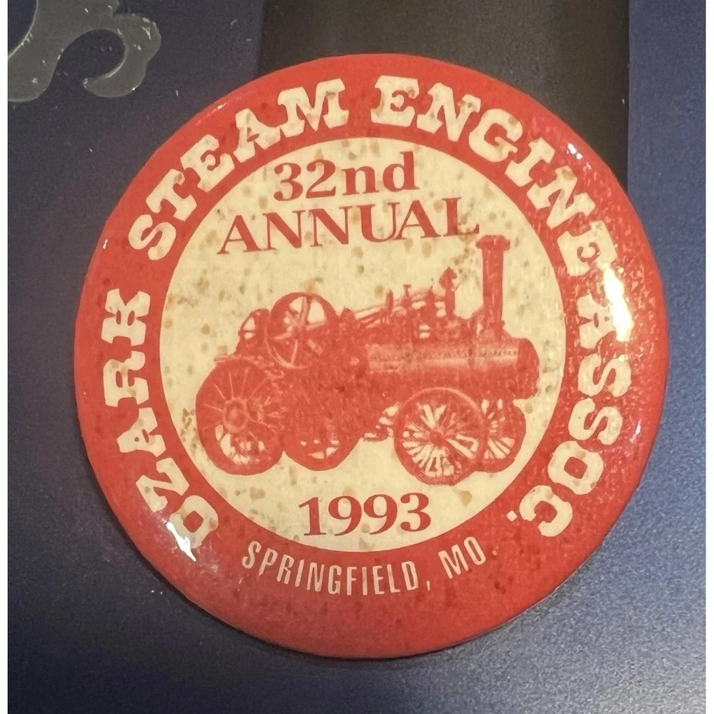 Vintage 1993 Ozark Steam Engine Association 32nd Annual Pinback Button MO